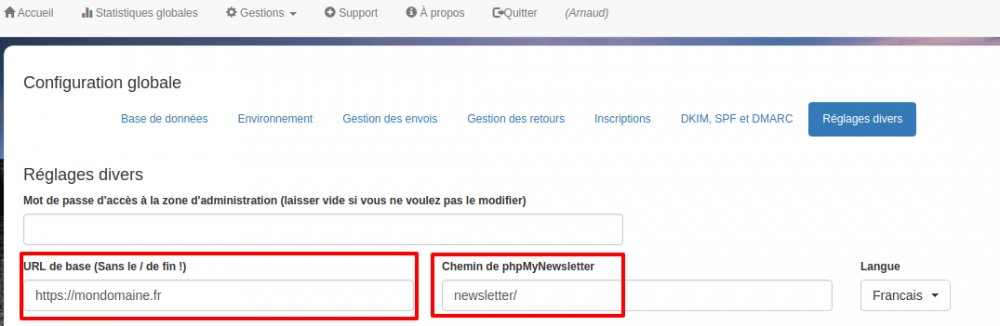 chemin d'accès correct à phpmynewsltter - problème de javascript