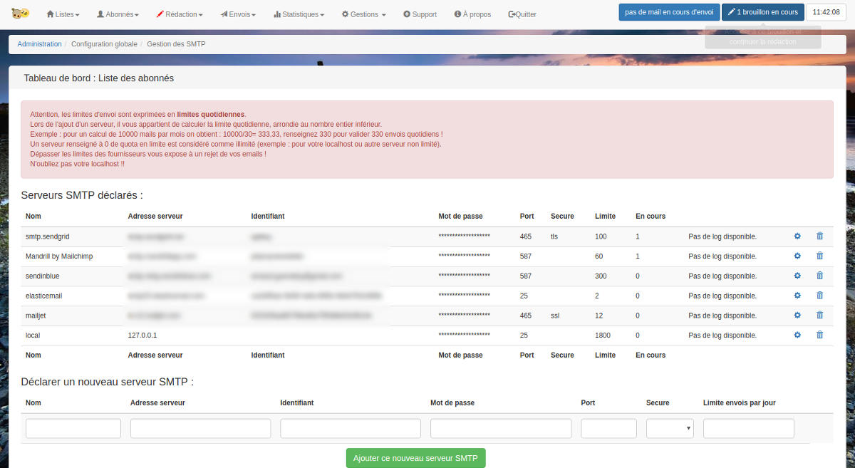 Gestion des SMTPs pour load balancing SMTP