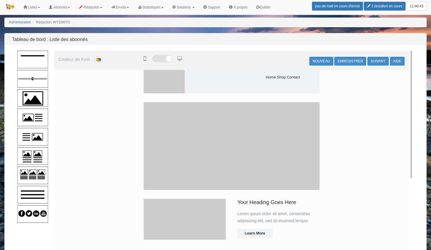 Editeur en mode WysiWyg