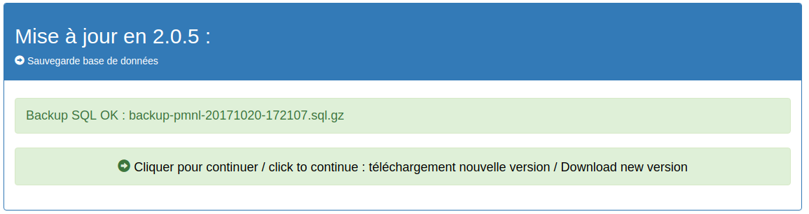 Sauvegarde de la base de données phpmynewsletter