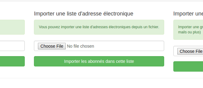 Zone d'import d'une liste de mails